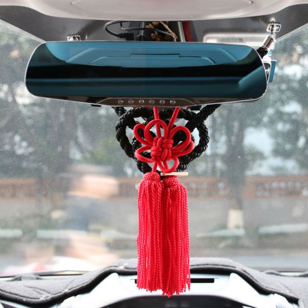 

jp junction produce kin tsuna rope fusa kiku knots for car rearview mirror ornaments black white chinese mascot lucky charms