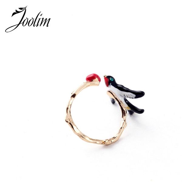 

joolim jewelry wholesale/enamel bird women ring jewelry accessories factory supply, Golden;silver