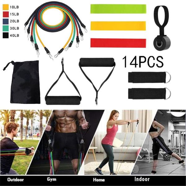 

14pcs sistance bands bands латекс сопротивление crossfit обучение упражнение йог tubes тросовый, резиновый расширитель эластичный