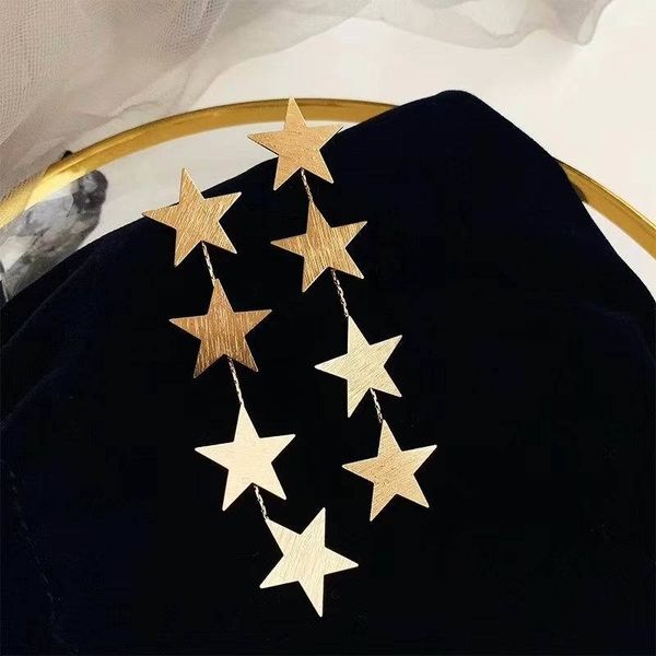 

multi layer stars long earrings for women gold-color 2019 new elegant drop dangle earrings fashion jewelry wholesale, Silver