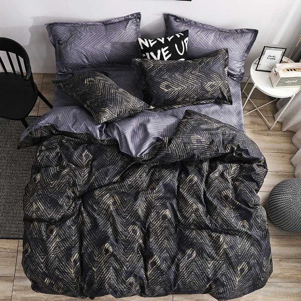 

black bed linen sets with pillowcase single  king size american size duvet cover sets for adults glod quilt cover beddings