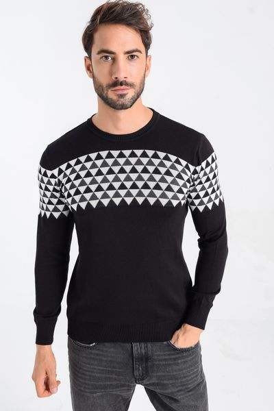 

heyss o-neck men 's sweater sweater, White;black