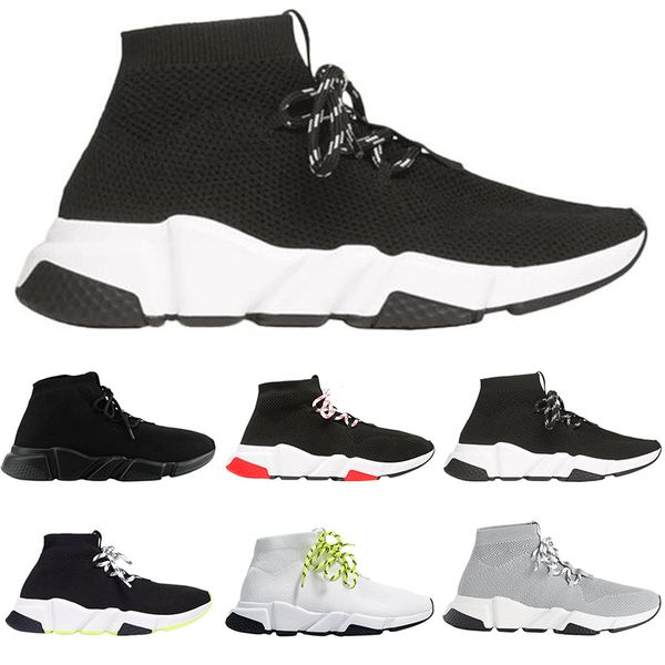 

wholesale fashion luxury men women shoes sock lace-up black white red platform flat designer mens trainers speed trainers sneakers casual