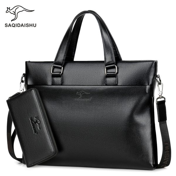 

saqidaishu 2019 men bag shoulder bags business men briefcase bag leather casual fashion simple laptop
