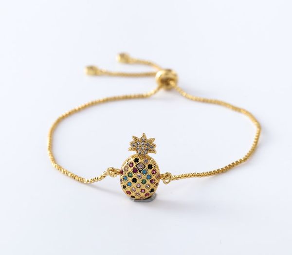 

золото серебро цепь micro pave cz циркон цирконий браслет веревка скорректирована macrame bl645 браслет ананас мода женщины, Black