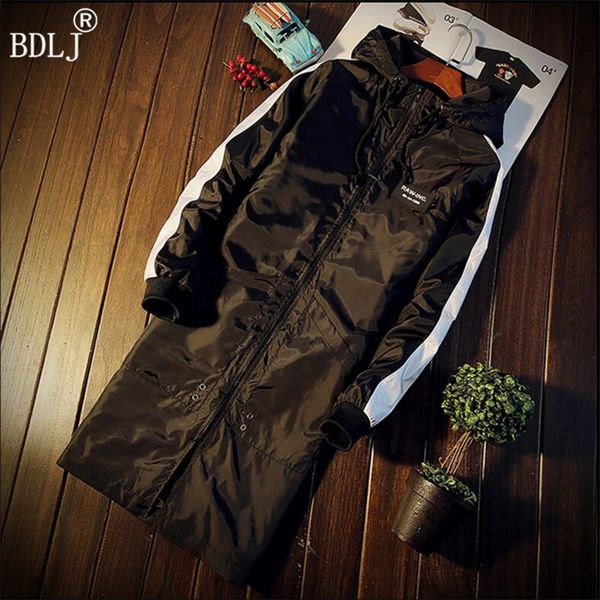 

bdlj 2019 men jacket coat long section fashion trench coat masculina veste homme brand casual fit outerwear 5xl, Tan;black