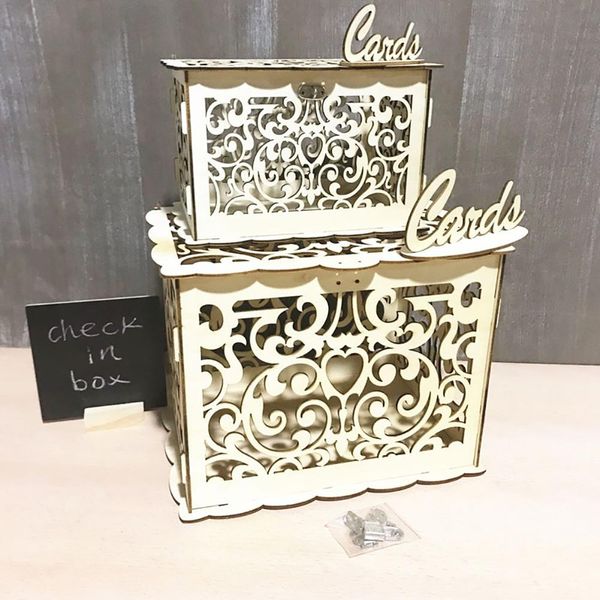New Diy Wedding Gift Card Box Wooden Money Box With Lock And Key