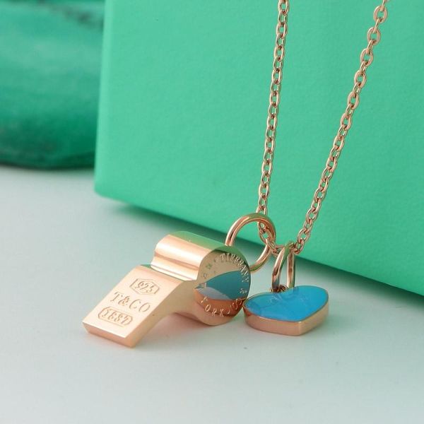 

2020 luxury designer fashion gold heart whistle pendant charm choker necklace for women clavicular chain jewelry g, Silver