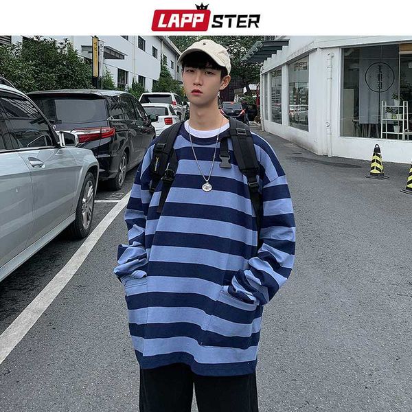 

мужчины японский streetwear крупногабаритные полосатый толстовки 2019 мужская осень harajuku hip hop фуфайки корейский урожай hoodie, Black