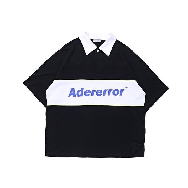 

lawfoo men's wear 2019 spring and summer new style popular brand printed letter loose-fit mixed colors polo shirt men's short-sl, White;black