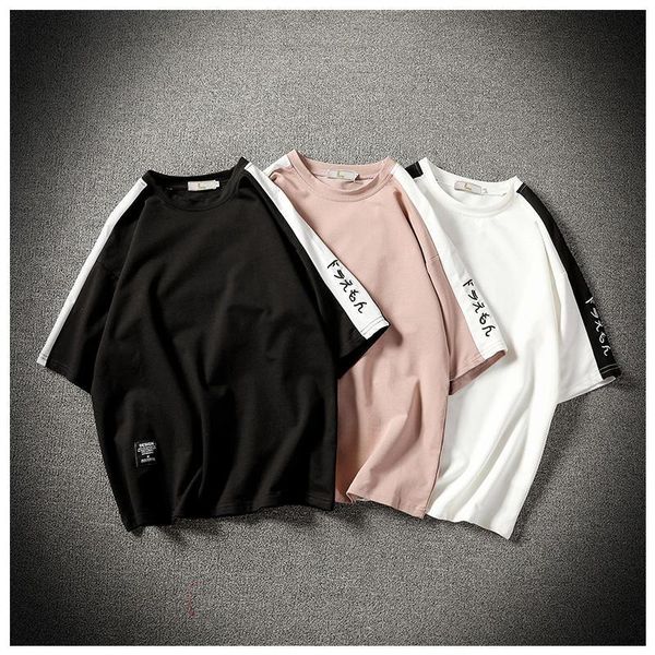 

jcchenfs brand summer t-shirt men's short sleeve streetwear hip hop large size tee vintage japanese casual t shirt male, White;black