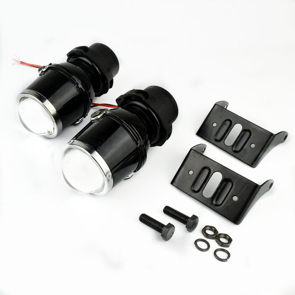 

car light source 12v 55w universal h3 halogen fog lights retrofit projector lens driving lamps with h3 bulbs yellow light