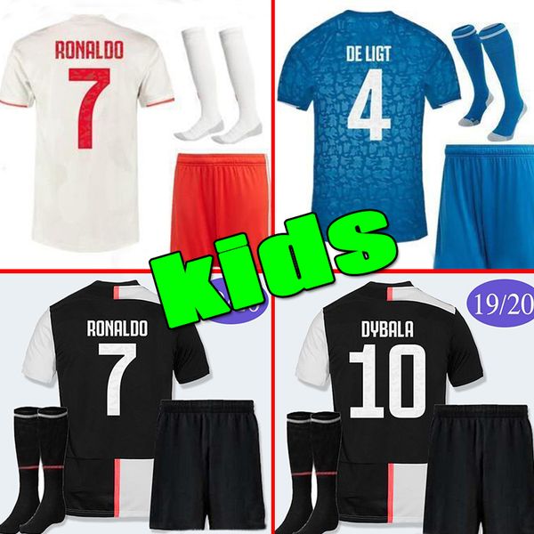 

2019 2020 RONALDO DE LIGT soccer jersey Juventus kids kit sets socks 19 20 DYBALA football jerseys kids football kits