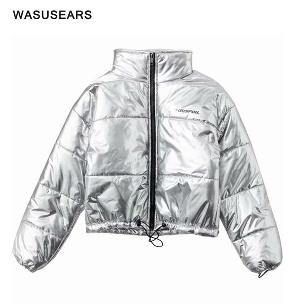 

women's down & parkas winter jackets warm reflective jacket women parka cropped bubble silver puffer, Black