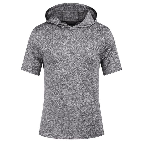 

men fashion fitness hooded short sleeve solid hoodies pullover casual summer, Black