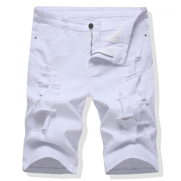 

shorts for male plus size men capris jeans mens slim casual straight pants hole loose trousers summer jeans, Blue