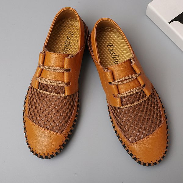 

yomior 2020 new mesh summer breathable light men shoes fashion casual flats shoes loafers beach sandals work driving, Black