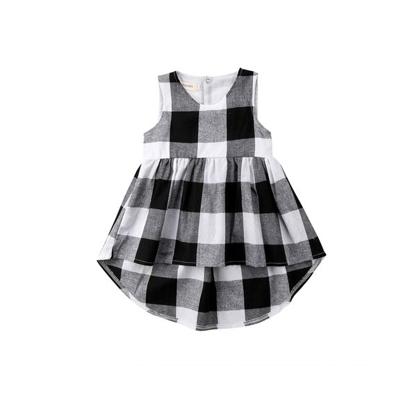 

мода повседневной лето новорожденной ребёнки хлопок рукава o-образный вырез-line длина до колен платья пледа sundress outfit 2-7y, Red;yellow