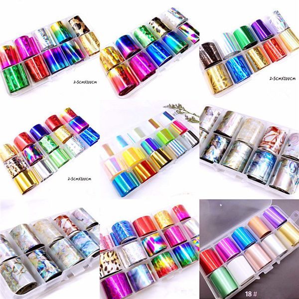 Nail Art Etiketler Lazer Yıldız Folyo Seti Glitter Çivi Süslemeleri Çıkartmaları İpuçları Kiti DIY Kırık Cam Transfer Sticker Manikür Aracı