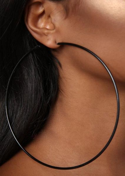 

4" oversize black hoop earrings for women alloy large hoop earrings chic big statement 2020 femme bijoux, Golden
