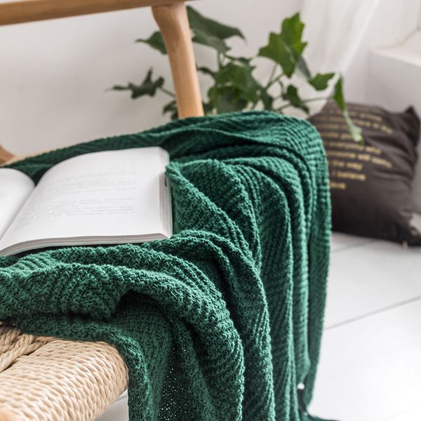 

130x170cm bedding sofa knitted throw blanket solid colors nordic soft tassel travel chair couch thread blankets home textile