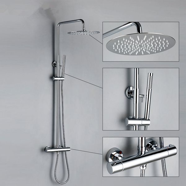 

thermostat shower mixer valve set bathroom thermostatic faucet wall mount shower arm diverter with handheld spray & rain head