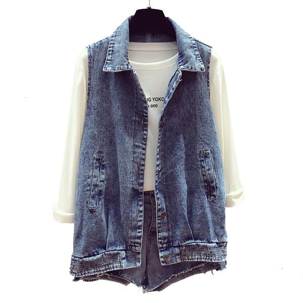 

lente mouwloos vest vrouwelijke plus size denim vest casual lange zomer vrouwen jeans vesten casual voor vrouwen jas, Black;white