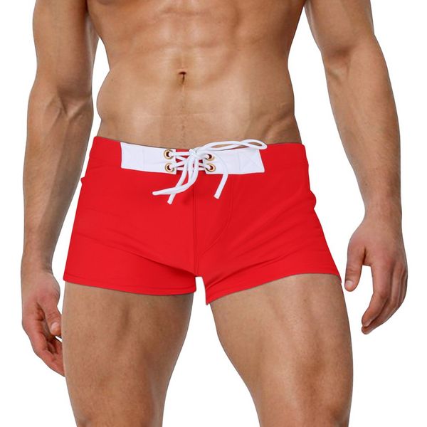 

chamsgend summer men's strappy stitching swim trunks beach pants surf swimwear fashion beach swim solid color swimming shorts