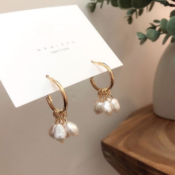 

mengjiqiao 2019 japan kprean style freshwater pearls circle dorp earrings for women bijoux fashion jewelry elegant brincos gifts, Silver