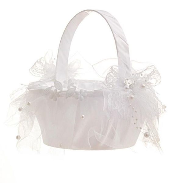 

new hand-woven wedding bridal flower basket white wedding supplies flower girl baskets wedding favors decoration wholesale ing