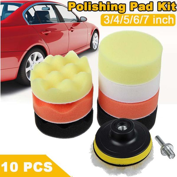 

10pcs 3/4/5/6/7inch buffing sponge polishing pad hand tool kit for car polisher compound polishing m14 thread abrasive tools