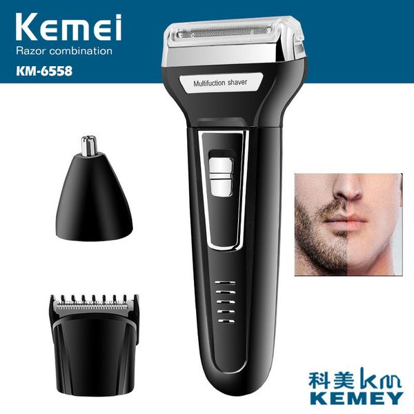 

kemei rechargeable electric shaver beard for men rechargeable electric razor facial cleaning 3in1 kit body shaving machine f30