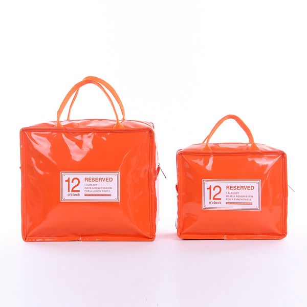 

new portable patent leather pu picnic insulation bag, Blue;pink