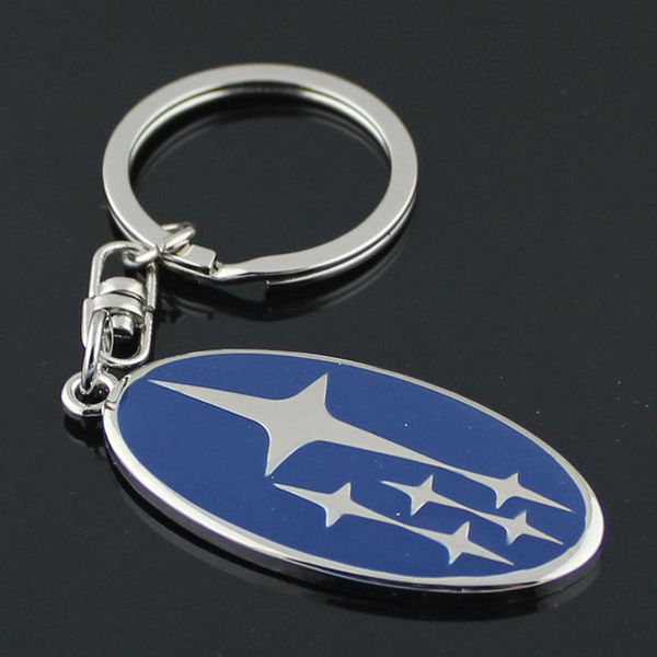 

novelty gift car auto drop oil zinc alloy subaru wrx forester keychain key ring fob keyring key holder for subaru blue, logo on single side