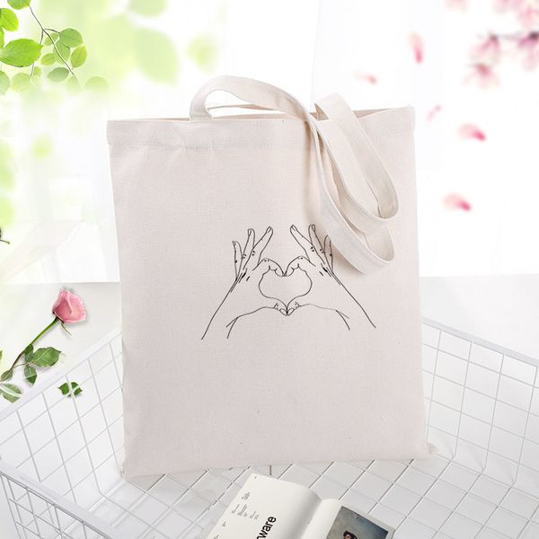 

gesture canvas tote bag shopping bag custom print text diy daily use eco ecologicas reusable recycle handbag