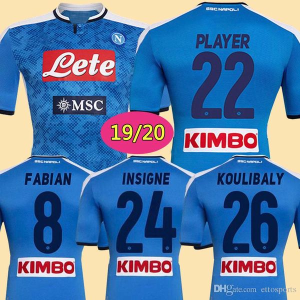 

2019 Napoli Soccer Jersey 19/20 Customized #14 MERTENS #17 HAMSIK #24 INSIGNE Soccer Shirt Naples home away 3rd Football Uniform champions