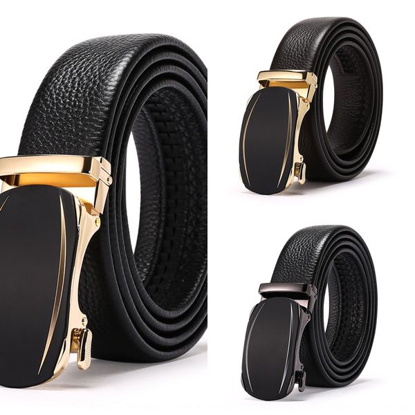 

automatic buckle leather dry business casual men's automatic buckle leather dry busin leisure belt laser alloy men's belt, Black;brown