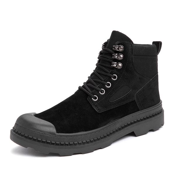

mens boots martin man ankle boots cow suede leather oxford bullock man desert lace-up male cowboy motorcycle boots 39-44, Black