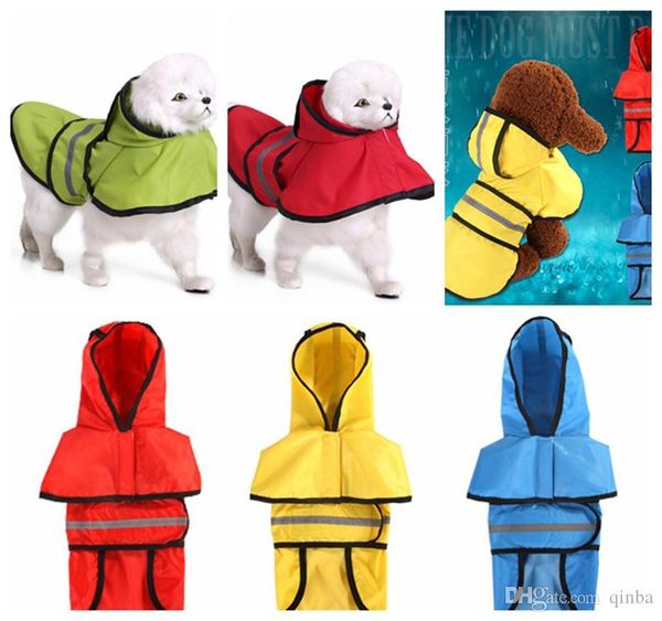 

щенок дождевики универсальный водонепроницаемый одежда для собак 4 цвета с капюшоном pet собака отражение плащи анти-ветер открытый куртка д