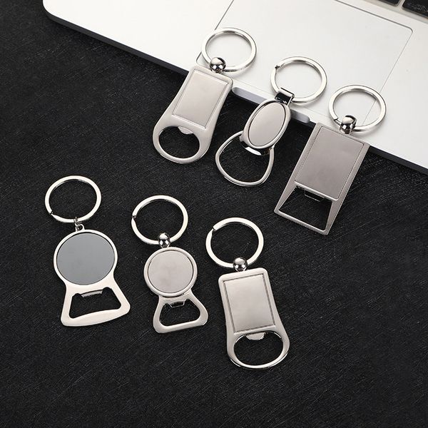 

portable key bottle opener custom lettering keychain beer bottle can opener engraved customized key chain ring tool men car, Silver