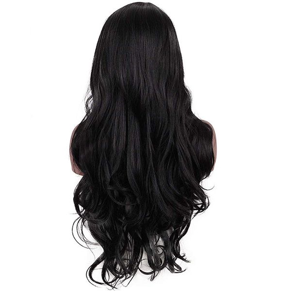 

wigs 28 inches long human hair wigs natural looking wavy heat resistant human hair synthetic hair black