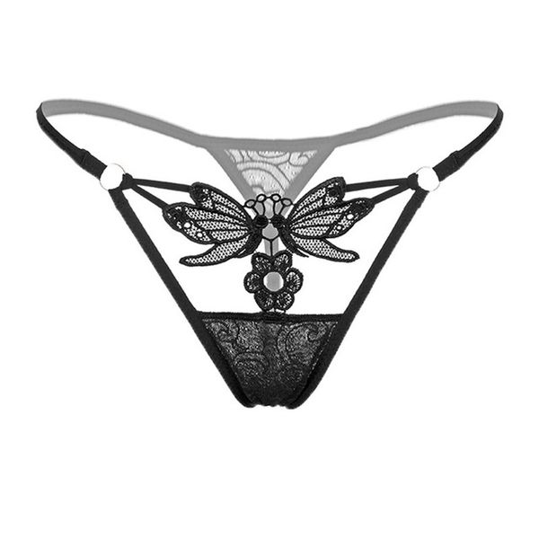 

women's lace low-waist g-string hollow underwear panties women lace low-rise solid briefs, Black;white