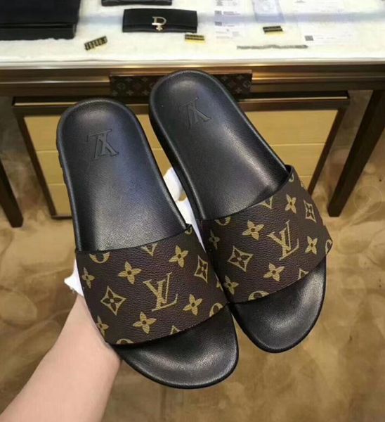 

rubber slide sandal floral brocade men slipper gear bottoms flip flops women striped beach causal slipper us6-12 0103, Black