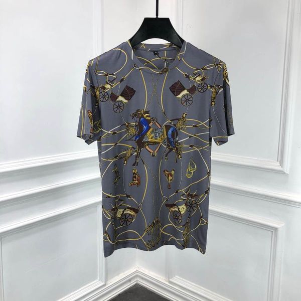 

w05427 2020 runway european design short print party style t-shirts men's clothing, White;black