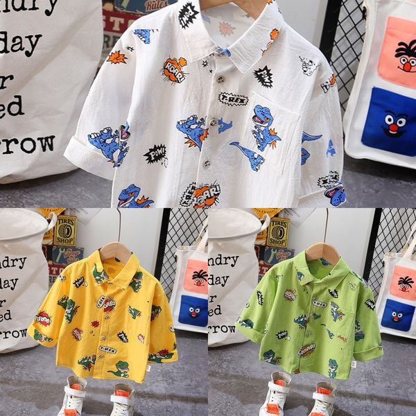 

cartoon cute 2020 wear dinosaur shirt foreign children's shirt children's clothing style long sleeve, White;black