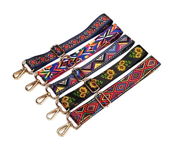 

nylon colored belt bag strap accessories for women rainbow adjustable shoulder hanger handbag straps decorative chain bag, Black