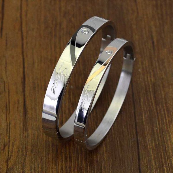 

fashion stainless steel men bracelet with cz jewelry black heart couple bracelets for women jewelry gift drop shipping