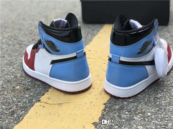 

air authentic 1 high og fearless basketball shoes university blue-varsity red-black retro 1s unc chicago men sports sneakers with box