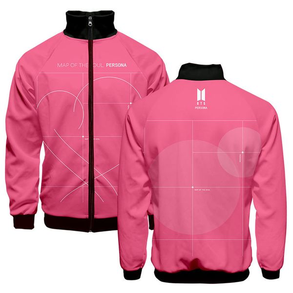 

BTS Map Of The Soul Persona 3D Print Womens Outerwear Fashion Stand Collar Womens Jackets New Arrival