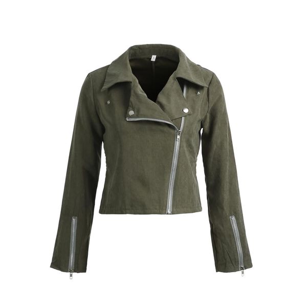 

women ladies leather outerwear coats jackets ladies retro rivet zipper up bomber casual winter flight army green khaki hot, Black;brown